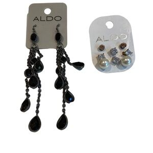 Aldo earrings set bundle black chandelier button multiple feminine silver white